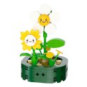 Mini Klocki Konstrukcyjne Kwiatki Z Buźkami Białe Żółte 142 el. LEAN TOYS