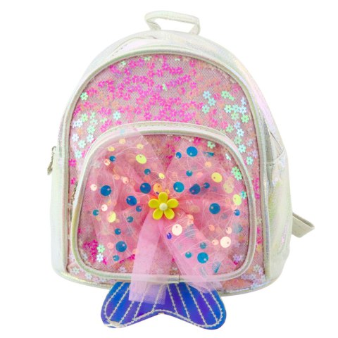 Plecak Dziecięcy Cekiny Tiulowa Kokarda Biały 20cm 3,8L LEAN Plecak Dziecięcy Cekiny Tiulowa Kokarda Biały 20cm 3,8L LEAN