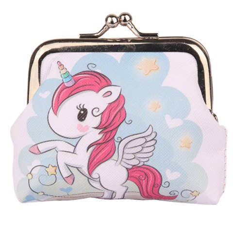 Portfelik Dziecięcy Jednorożec Gwiazdki Metalowy Zatrzask 10x9cm LEAN Portfelik Dziecięcy Jednorożec Gwiazdki Metalowy Zatrzask 10x9cm LEAN