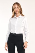 Taliowana biała koszula K76 White - Nife Nife Taliowana biała koszula K76 White - Nife Nife