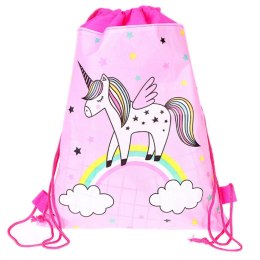 Worek Szkolny Na Buty Strój Gimnastyczny Jednorożec Na Tęczy Różowy 35x27cm LEAN