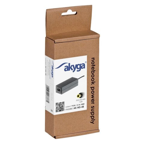 Zasilacz sieciowy Akyga AK-ND-48 do notebooka 19V/2,1A 40W 5.5x3.0 mm AKYGA