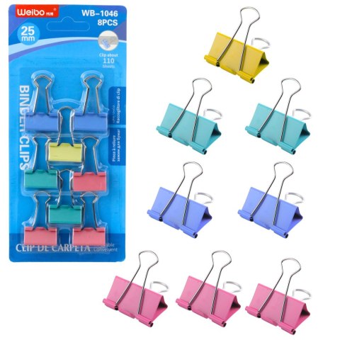 Zestaw Klipsów Spinaczy Biurowych Do Papieru Kolorowe 8szt 25mm LEAN Zestaw Klipsów Spinaczy Biurowych Do Papieru Kolorowe 8szt 25mm LEAN