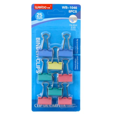 Zestaw Klipsów Spinaczy Biurowych Do Papieru Kolorowe 8szt 25mm LEAN Zestaw Klipsów Spinaczy Biurowych Do Papieru Kolorowe 8szt 25mm LEAN