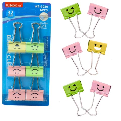 Zestaw Klipsów Spinaczy Biurowych Do Papieru Kolorowe Buźki 6szt 32mm LEAN Zestaw Klipsów Spinaczy Biurowych Do Papieru Kolorowe Buźki 6szt 32mm LEAN