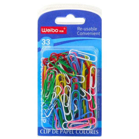 Zestaw Spinacze Biurowe Do Papieru Kolorowe 33mm 90szt. LEAN Zestaw Spinacze Biurowe Do Papieru Kolorowe 33mm 90szt. LEAN