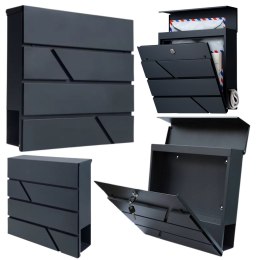 Duża Skrzynka Pocztowa Na Listy Gazety Antracytowa 37x37x11 cm LEAN