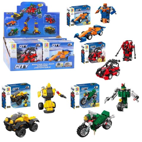 Klocki Konstrukcyjne 2w1 Pojazd Robot Mini Zestaw 42-65 el. Mix LEAN TOYS