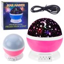 Projektor Gwiazd Obrotowy 360° LED Lampka Nocna Różowy LEAN Toys