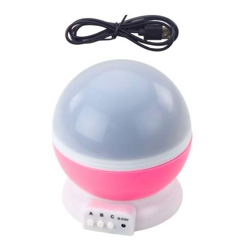 Projektor Gwiazd Obrotowy 360° LED Lampka Nocna Różowy LEAN Toys Projektor Gwiazd Obrotowy 360° LED Lampka Nocna Różowy LEAN Toys