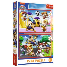 Puzzle - 2x24 - Psi dzień zabaw- Psi Patrol Trefl 34434 Trefl Puzzle