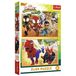 Puzzle - 2x24 - Spider i Dinozaury - Trefl 34432 Trefl Puzzle