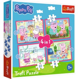 Puzzle - 4w1 (12, 15, 20, 24) - Peppa uwielbia przygody - Świnka Peppa - Trefl 34672 Trefl Puzzle