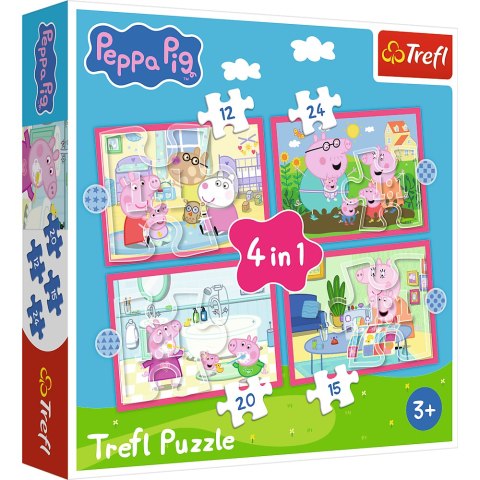 Puzzle - 4w1 (12, 15, 20, 24) - Peppa uwielbia przygody - Świnka Peppa - Trefl 34672 Trefl Puzzle Puzzle - 4w1 (12, 15, 20, 24) - Peppa uwielbia przygody - Świnka Peppa - Trefl 34672 Trefl Puzzle