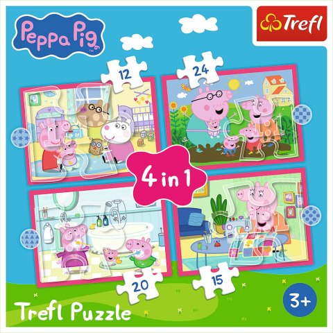 Puzzle - 4w1 (12, 15, 20, 24) - Peppa uwielbia przygody - Świnka Peppa - Trefl 34672 Trefl Puzzle Puzzle - 4w1 (12, 15, 20, 24) - Peppa uwielbia przygody - Świnka Peppa - Trefl 34672 Trefl Puzzle