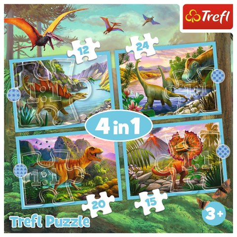 Puzzle - 4w1 (12, 15, 20, 24) - Wyjątkowe dinozaury - Trefl 34609 Trefl Puzzle