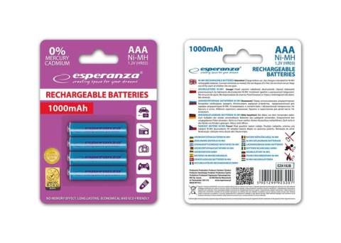 Akumulatorki AAA Esperanza 1000mAh 4szt. niebieskie ESPERANZA