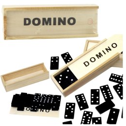 Gra Logiczna Rodzinna Domino 32 Płytki Drewniane Czarne LEAN TOYS