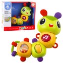 Interaktywna Gąsienica Sensoryczna Muzyczna Grzechotka Gryzak Obrotowa 360° LEAN Toys