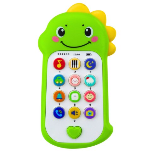 Interaktywny Telefon Edukacyjny Dla Malucha Dźwięki Melodie Dinozaur Zielony LEAN Toys Interaktywny Telefon Edukacyjny Dla Malucha Dźwięki Melodie Dinozaur Zielony LEAN Toys