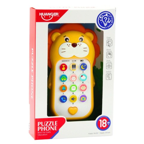Interaktywny Telefon Edukacyjny Dla Malucha Dźwięki Melodie Lew Żółty LEAN Toys Interaktywny Telefon Edukacyjny Dla Malucha Dźwięki Melodie Lew Żółty LEAN Toys