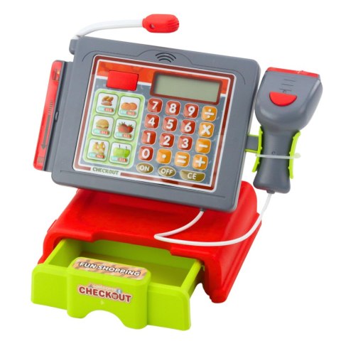 Kasa Sklepowa Dla Dzieci Akcesoria Koszyk Owoce Światła Dźwięki Czerwona LEAN Toys Kasa Sklepowa Dla Dzieci Akcesoria Koszyk Owoce Światła Dźwięki Czerwona LEAN Toys