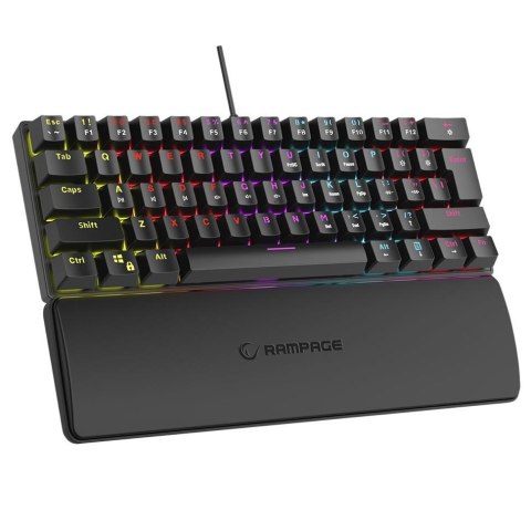 Klawiatura przewodowa Rampage PLOWERK60 gamingowa mechaniczna Blue Switch Rainbow LED czarna Rampage