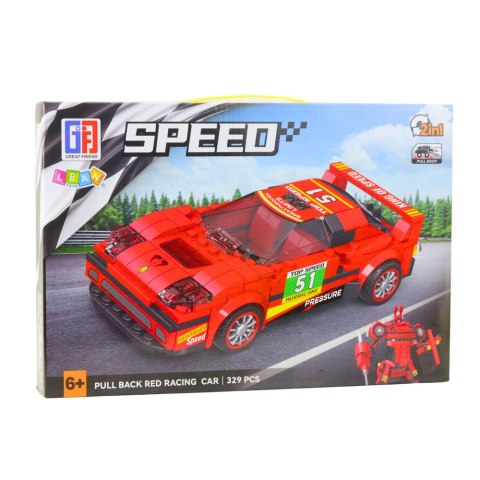Klocki Konstrukcyjne Auto Robot 2w1 Czerwony Napęd 329 el. LEAN Toys Klocki Konstrukcyjne Auto Robot 2w1 Czerwony Napęd 329 el. LEAN Toys
