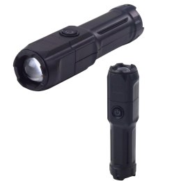 Latarka LED Regulacja Zoom 3 Tryby Świecenia Ładowanie USB Czarna LEAN