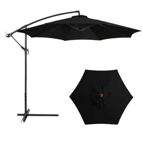 Parasol Ogrodowy Boczny Z Regulacją Pochyłu Pokrowiec 350 x 250cm Czarny LEAN Parasol Ogrodowy Boczny Z Regulacją Pochyłu Pokrowiec 350 x 250cm Czarny LEAN