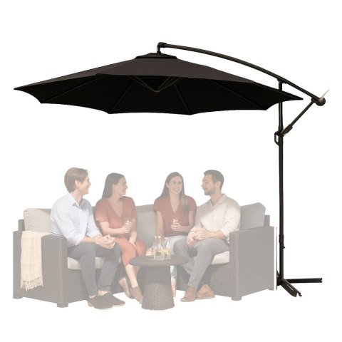 Parasol Ogrodowy Boczny Z Regulacją Pochyłu Pokrowiec 350 x 250cm Czarny LEAN Parasol Ogrodowy Boczny Z Regulacją Pochyłu Pokrowiec 350 x 250cm Czarny LEAN