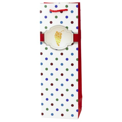 Torba Prezentowa Na Wino Butelkę W Kropki 35 x 12 x 9 cm LEAN Torba Prezentowa Na Wino Butelkę W Kropki 35 x 12 x 9 cm LEAN