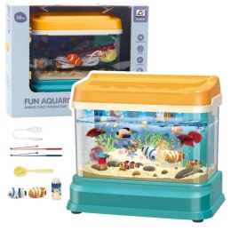 Akwarium Na Wodę Edukacyjne Magnetyczne Rybki Lampka LED Dźwięki Bąbelki LEAN Toys