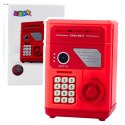 Elektroniczny Sejf Bankomat Skarbonka Na PIN Dla Dzieci Czerwony LEAN Toys
