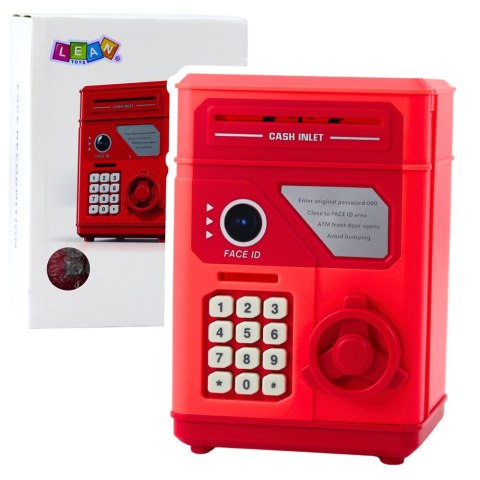 Elektroniczny Sejf Bankomat Skarbonka Na PIN Dla Dzieci Czerwony LEAN Toys Elektroniczny Sejf Bankomat Skarbonka Na PIN Dla Dzieci Czerwony LEAN Toys