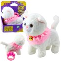 Interaktywny Kotek Na Smyczy Różowa Falbanka Dzwoneczek Chodzi Miauczy LEAN Toys