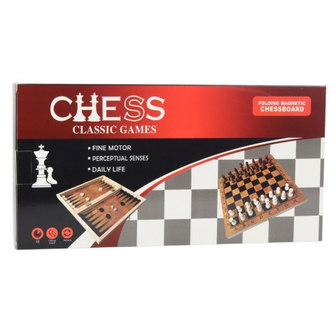 Klasyczna Gra Logiczna 3w1 Szachy Warcaby Backgammon Drewniane LEAN Toys Klasyczna Gra Logiczna 3w1 Szachy Warcaby Backgammon Drewniane LEAN Toys