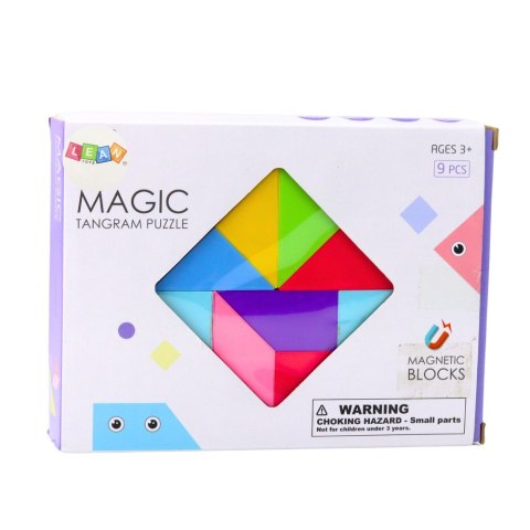 Klocki Magnetyczne Tangram Kolorowa Układanka Naklejki 9 el. LEAN Toys Klocki Magnetyczne Tangram Kolorowa Układanka Naklejki 9 el. LEAN Toys