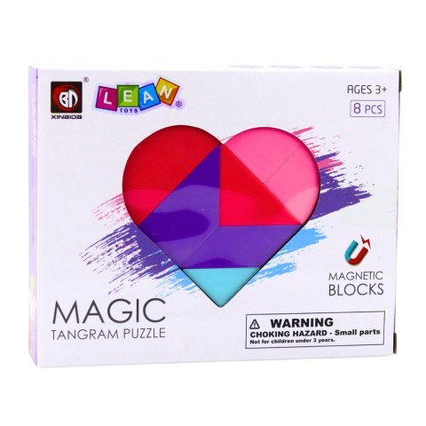 Klocki Magnetyczne Tangram Układanka Serce Naklejki 8 el. LEAN Toys Klocki Magnetyczne Tangram Układanka Serce Naklejki 8 el. LEAN Toys