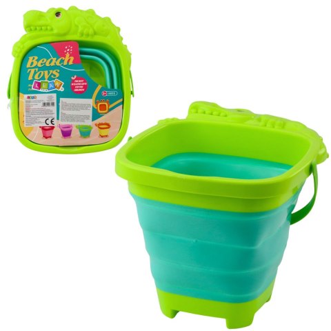 Składane Wiaderko Silikonowe Krokodyl Plażowe Zielone LEAN TOYS