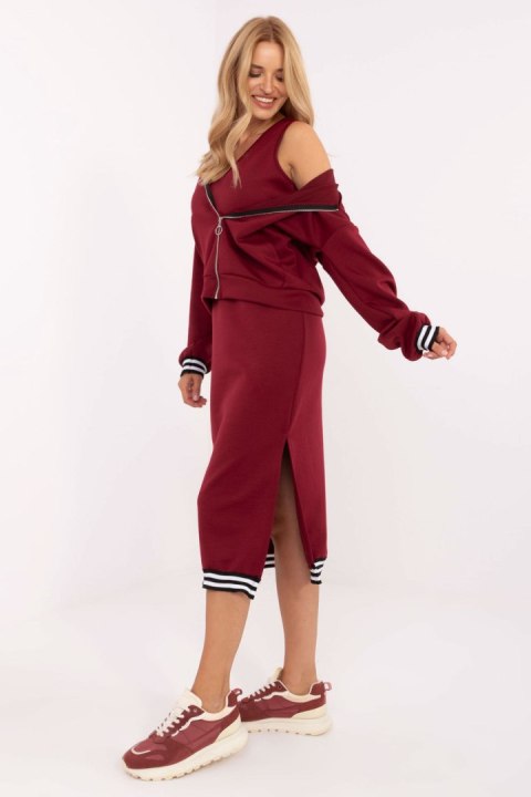 Sukienka Komplet Model IT-KMPL-9719.64 Bordo - Rue Paris Rue Paris Sukienka Komplet Model IT-KMPL-9719.64 Bordo - Rue Paris Rue Paris