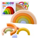 Tęczowa Układanka Dla Malucha Klocki Gumowe Pastelowe 5 szt. LEAN Toys