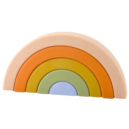 Tęczowa Układanka Dla Malucha Klocki Gumowe Pastelowe 5 szt. LEAN Toys