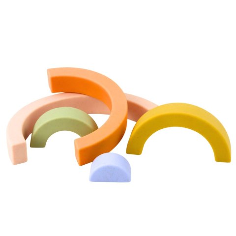 Tęczowa Układanka Dla Malucha Klocki Gumowe Pastelowe 5 szt. LEAN Toys Tęczowa Układanka Dla Malucha Klocki Gumowe Pastelowe 5 szt. LEAN Toys