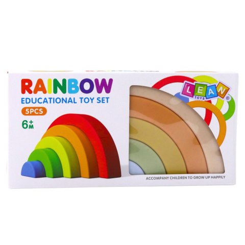 Tęczowa Układanka Dla Malucha Klocki Gumowe Pastelowe 5 szt. LEAN Toys Tęczowa Układanka Dla Malucha Klocki Gumowe Pastelowe 5 szt. LEAN Toys