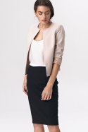 Beżowy krótki prosty żakiet Z63 Beige - Nife Nife
