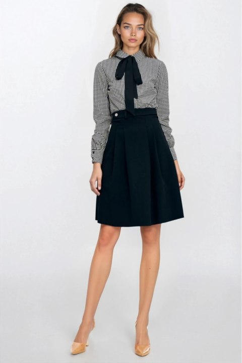 Bluzka z kokardą w romby B183 Black - Nife Nife Bluzka z kokardą w romby B183 Black - Nife Nife