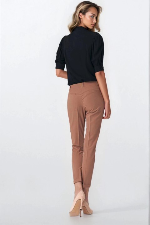 Elegancka czarna bluzka z wiązaniem na dekolcie B170 Black - Nife Nife Elegancka czarna bluzka z wiązaniem na dekolcie B170 Black - Nife Nife