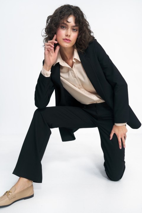 Klasyczna niezapinana czarna marynarka Z74 Black - Nife Nife Klasyczna niezapinana czarna marynarka Z74 Black - Nife Nife