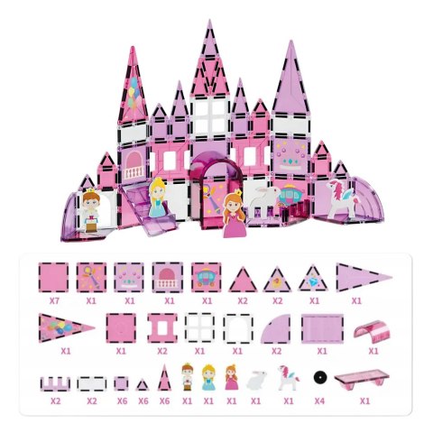 Klocki Magnetyczne Okienka Dla Dziewczynki Różowe 58 el. LEAN Toys Klocki Magnetyczne Okienka Dla Dziewczynki Różowe 58 el. LEAN Toys